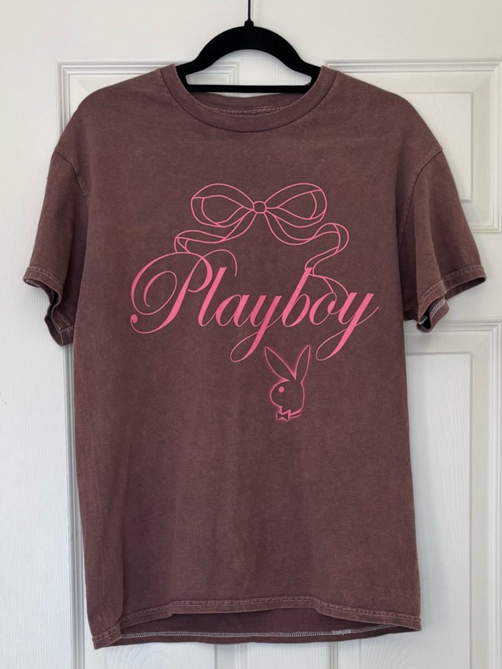Playboy 100% Cotton Graphic T Shirt with Feminine Bow Design
